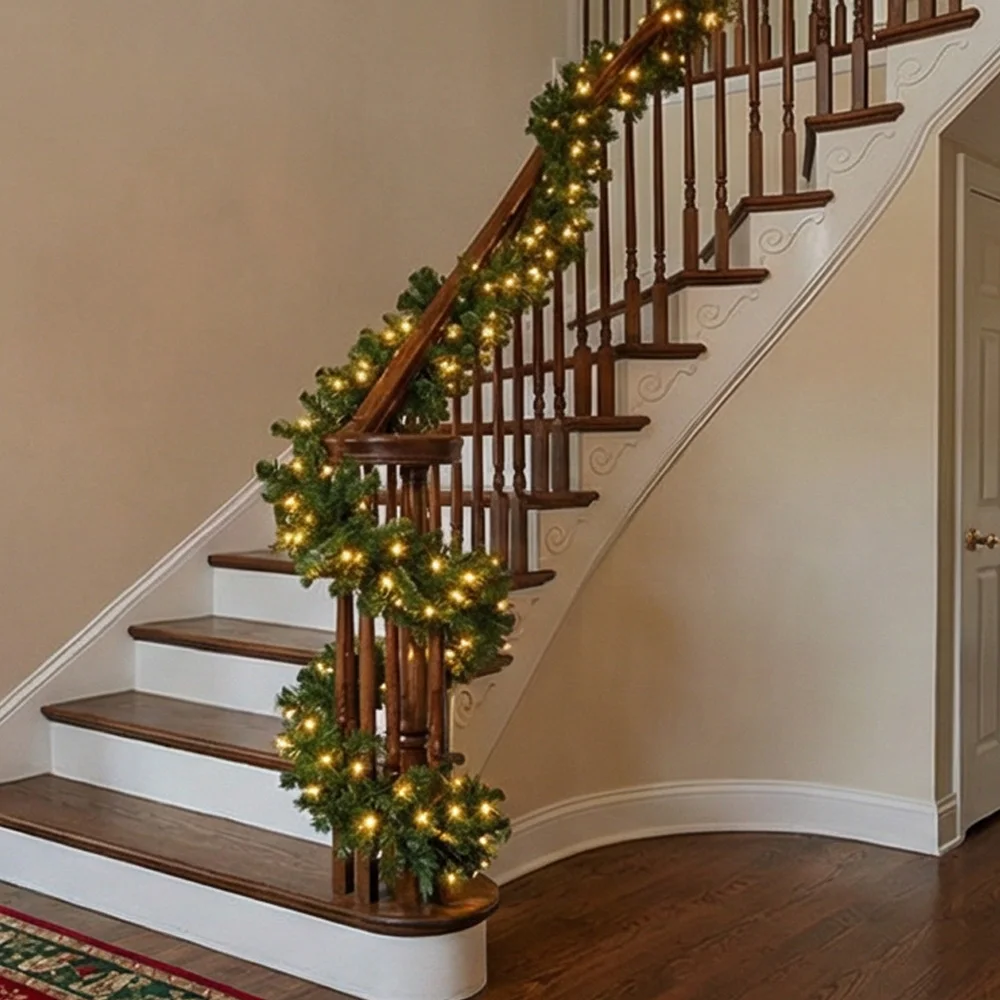 Christmas Wreath Fake - 2.7 متر إكليل عيد الميلاد الأخضر