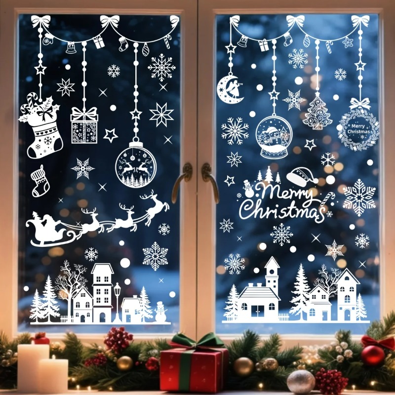 Snowflake Window Decal - 196 قطعة/9 أوراق ملصقات نوافذ ثابتة