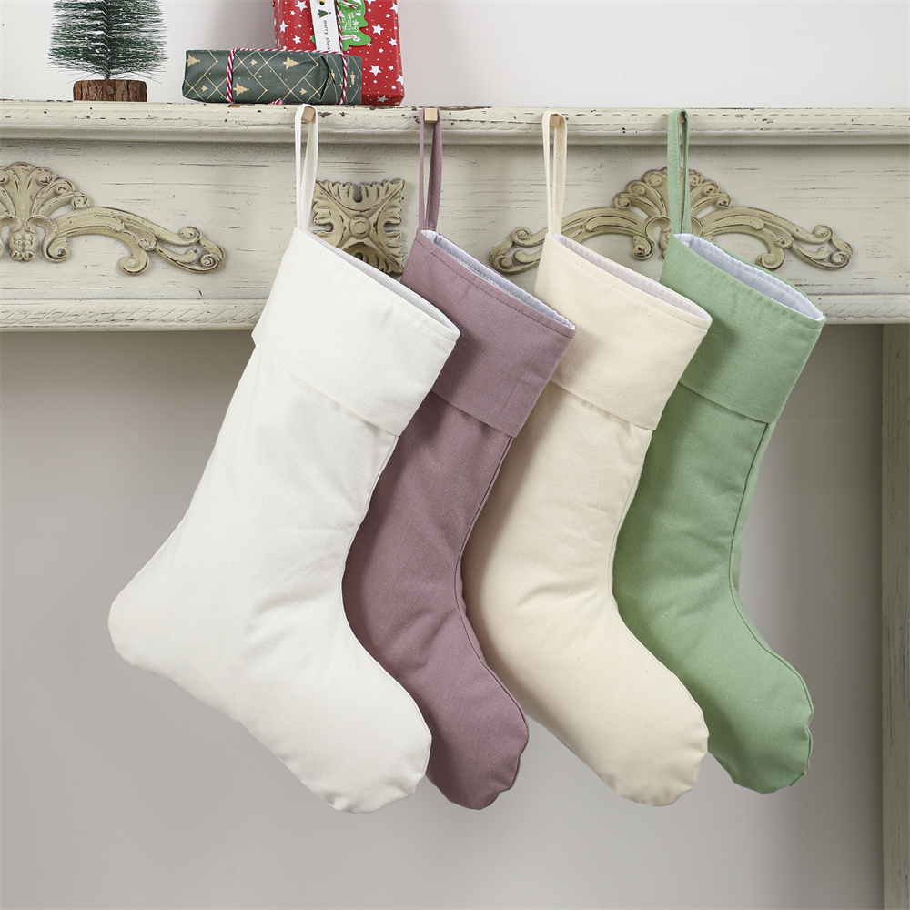 Christmas Stocking Hanging - جوارب كتان للكريسماس لديكور المنزل ،