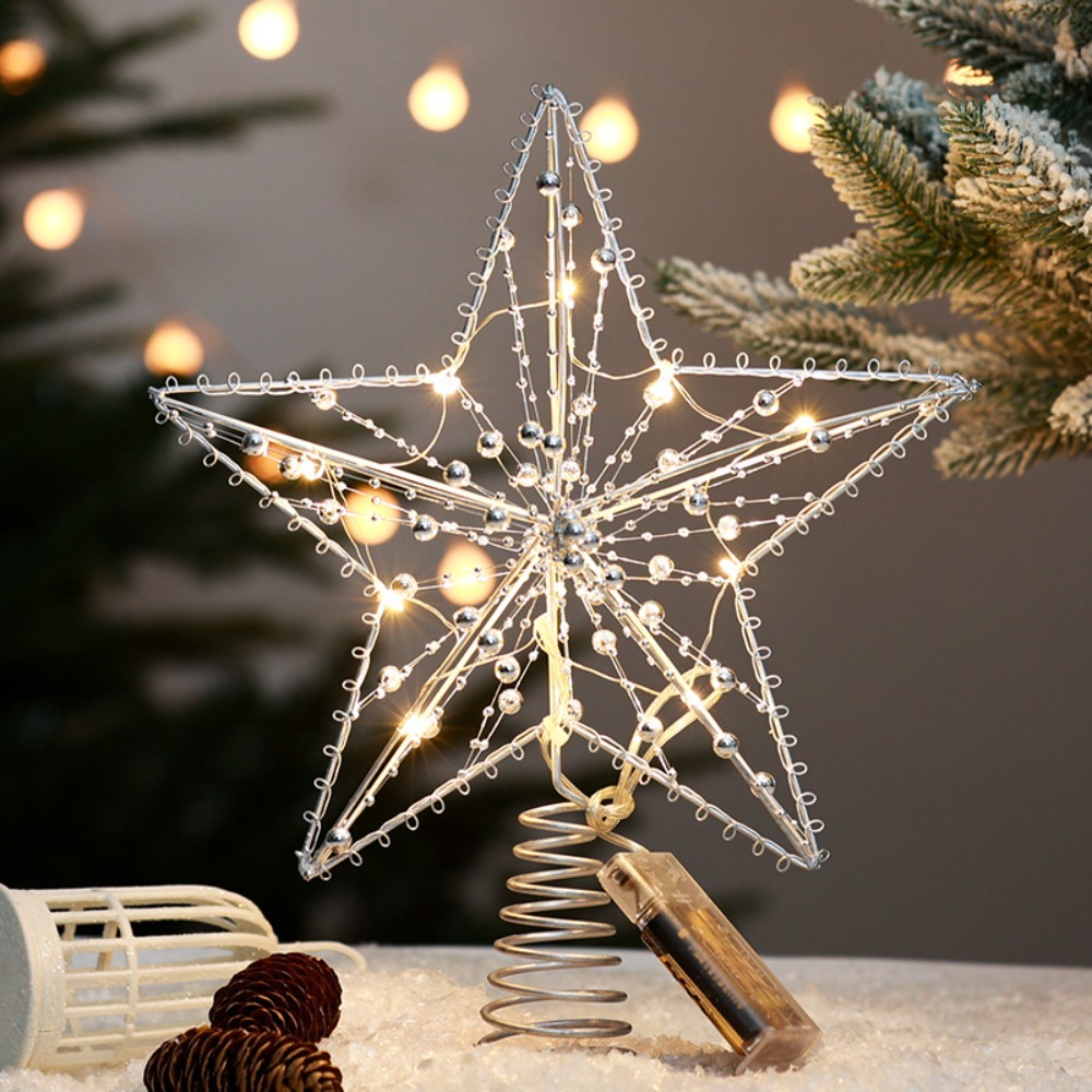 Star Tree Topper - الذهب/الفضة LED شجرة عيد الميلاد توبر