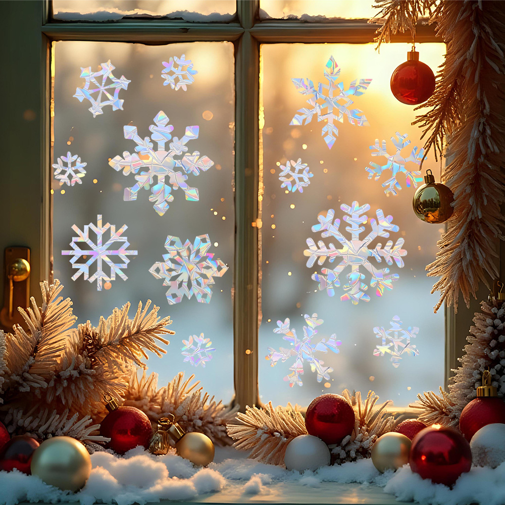 Snowflake Window Decal - ملصقات جدارية كهروستاتيكية ملونة على شكل