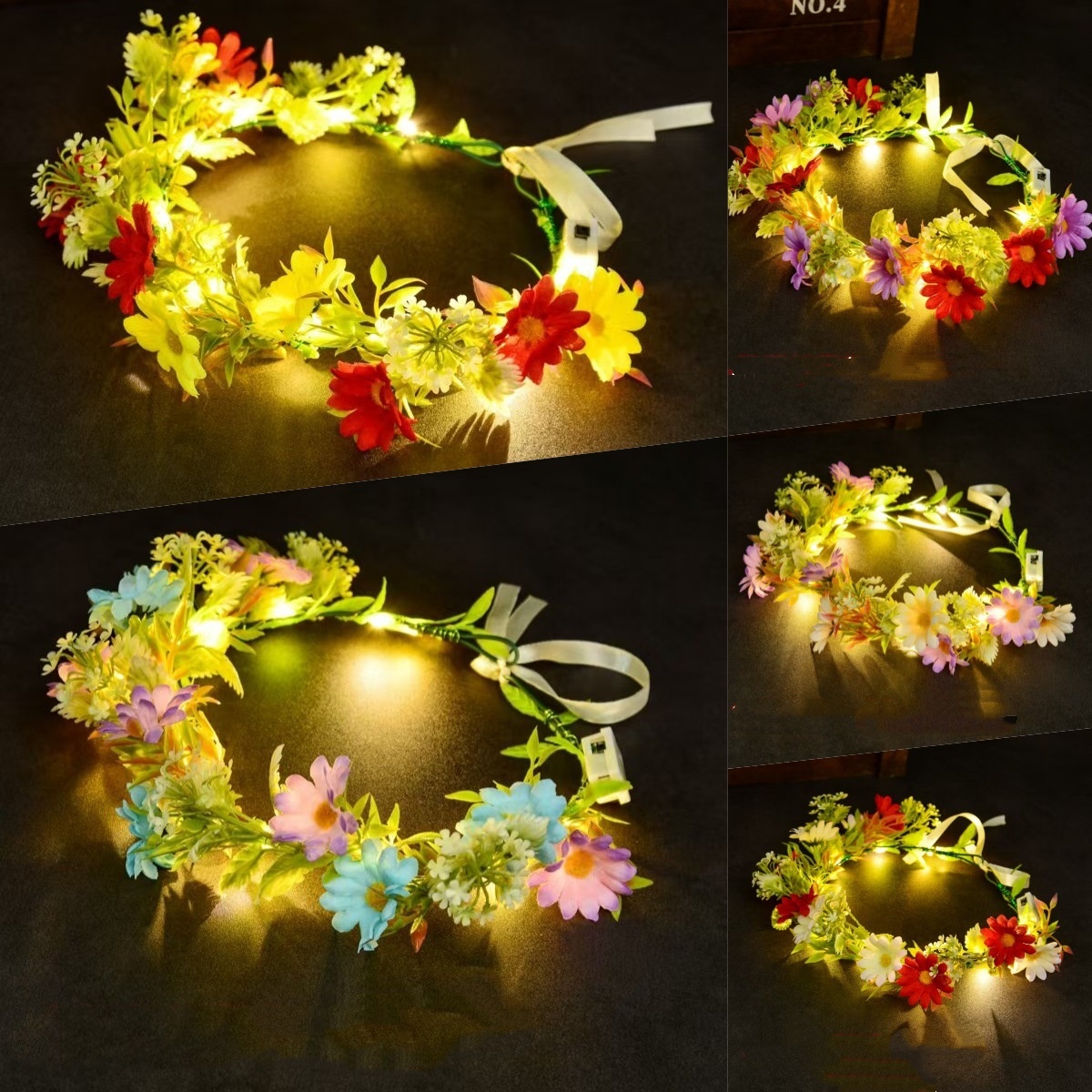 Led Fairy String Lights - إكليل زهور مضيء بتقنية LED، تاج