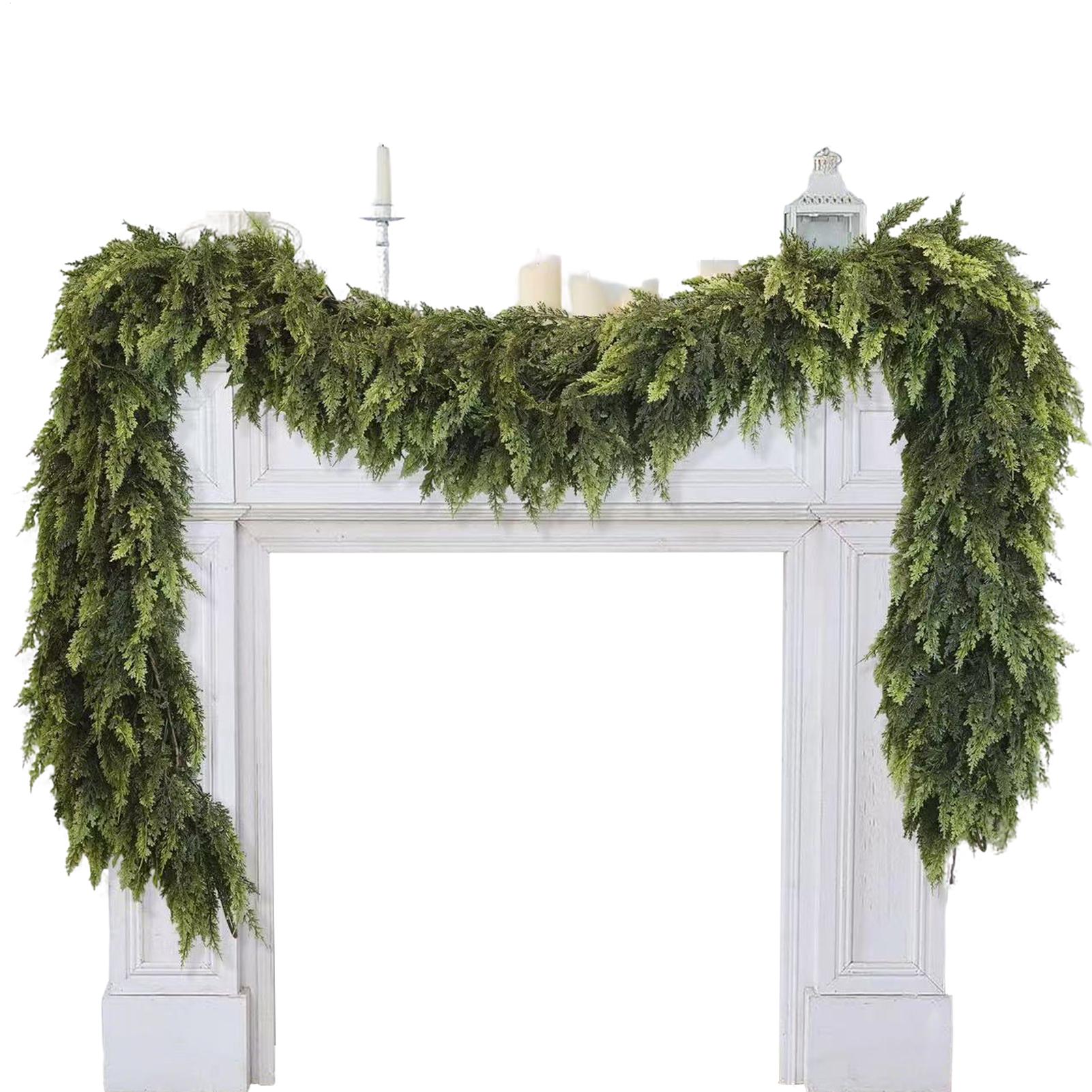 Christmas Wreath Fake - أكاليل عيد الميلاد الاصطناعية الخضراء للزينة،