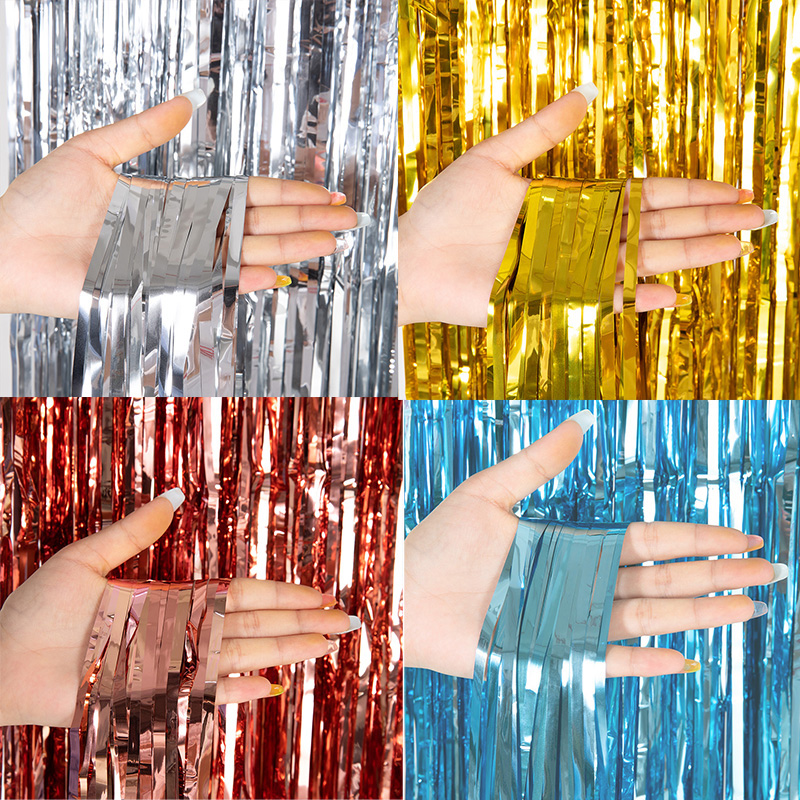 Tinsel Garland Decoration - ستائر معدنية لامعة رخيصة الثمن للحفلات،