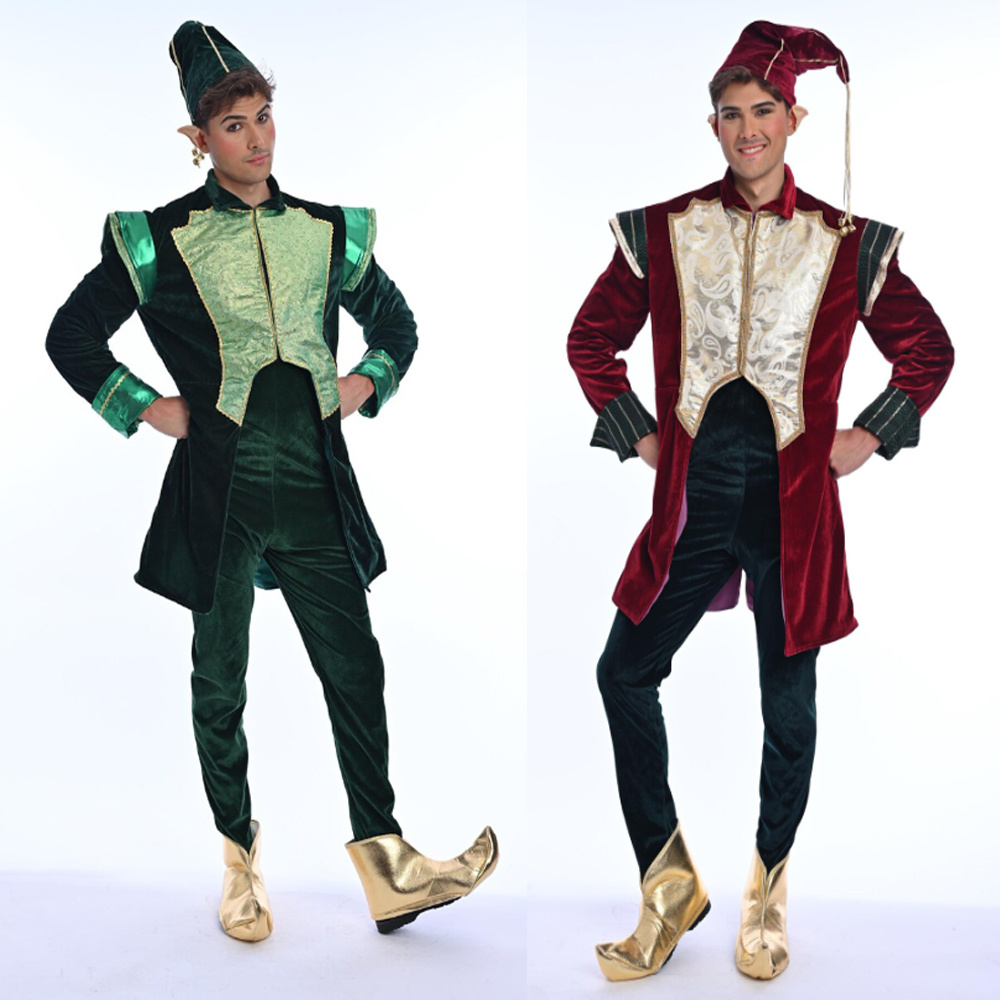 Elf Costume Christmas - زي بابا نويل الفاخر من المخمل،