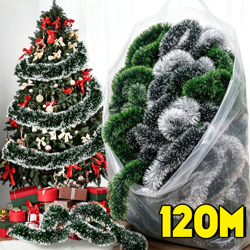 Tinsel Garland Decoration - زينة عيد الميلاد الخضراء والبيضاء على