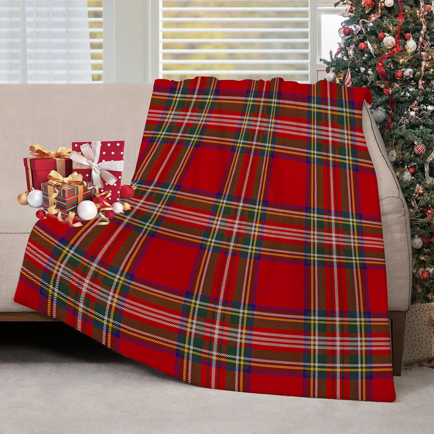 Christmas Throw Blanket - عيد الميلاد منقوشة رمي البطانيات الاسكتلندية