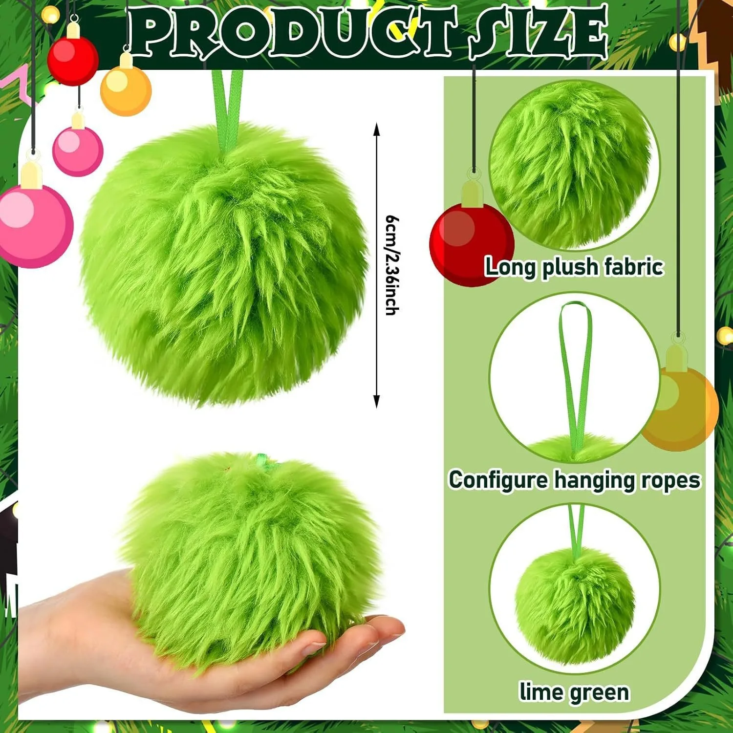 Santa Hat Plush - عيد الميلاد الأخضر طويل أفخم الكرة
