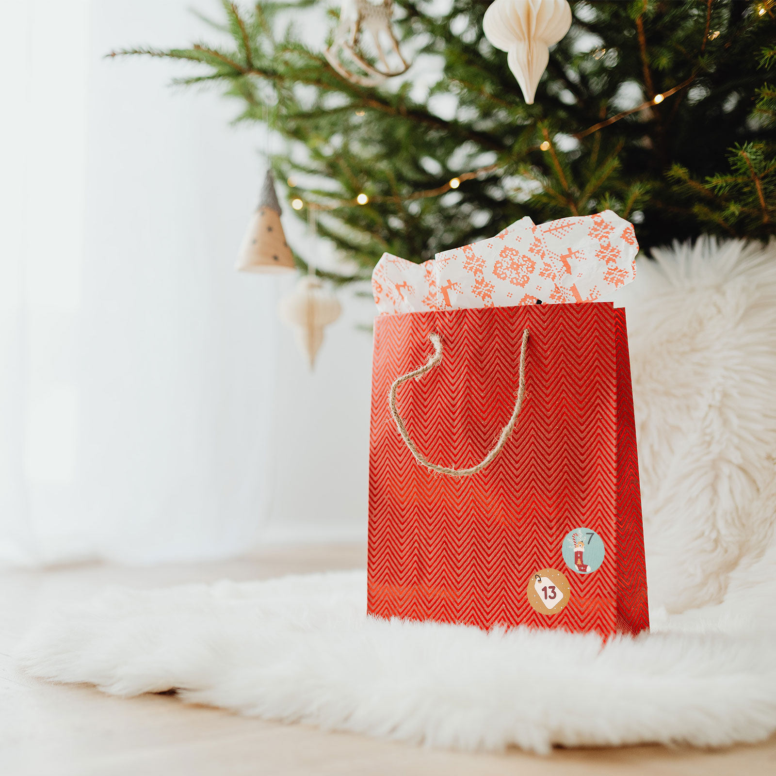 Advent Calendar Gift - 10 أوراق من ملصقات الزينة الدائرية