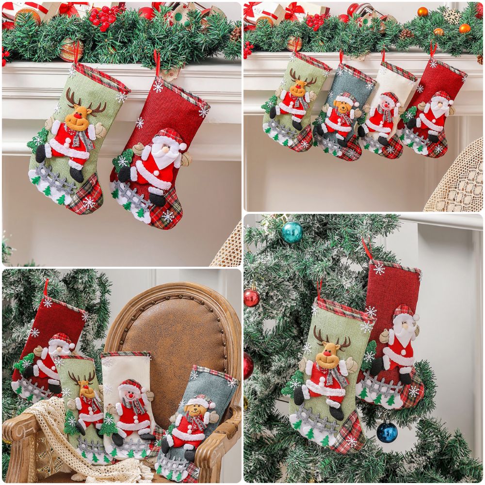 Christmas Stocking Hanging - جوارب عيد الميلاد متعددة الألوان بتصاميم