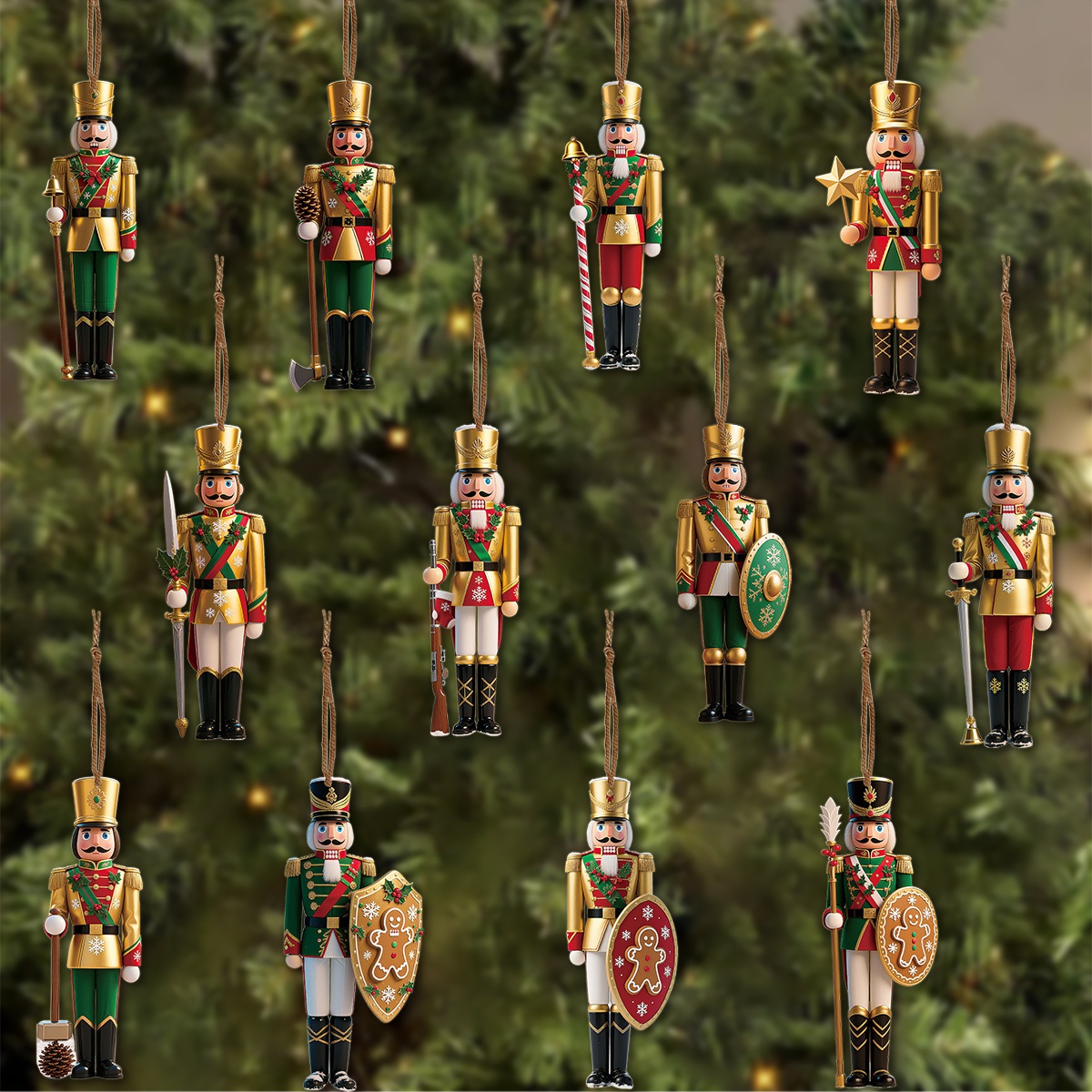 Nutcracker Figurine - 12 قطعة 2D شقة خشبية عيد