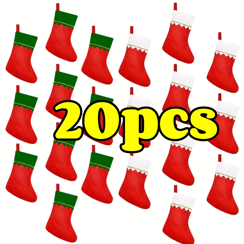 Christmas Stocking Hanging - 12 قطعة جوارب عيد الميلاد الحمراء