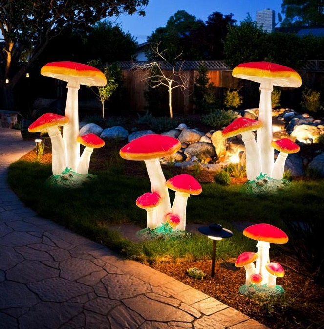 Christmas Lights Outdoor - تمثال فطر محاكي بالحجم الطبيعي مضاد