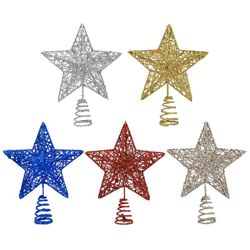 Star Tree Topper - 1 قطعة الذهب/الفضة/الأحمر/الأزرق بريق شجرة عيد