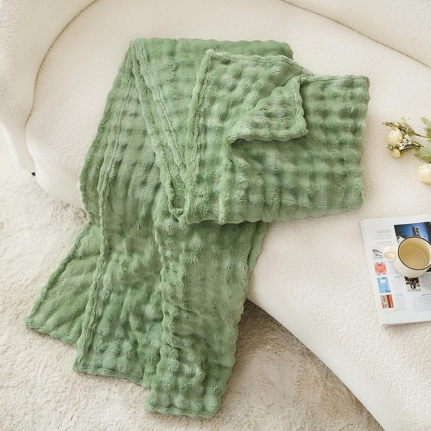 بطانية صوف فقاعية خضراء حكيمة  - مراجعة Christmas Throw Blanket وسعره