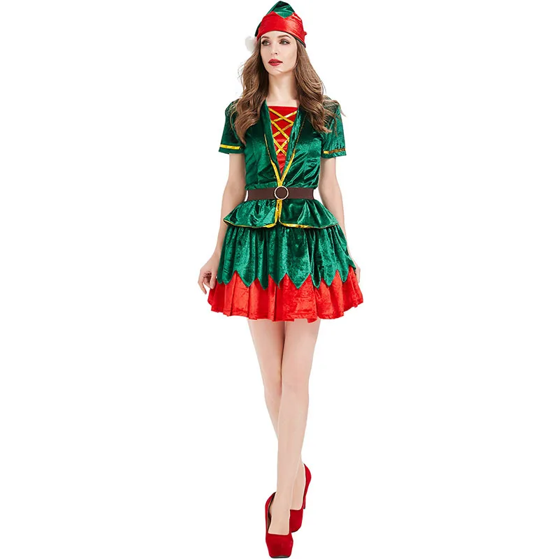 المرأة عيد الميلاد الأخضر قزم  - مراجعة Elf Costume Christmas وسعره