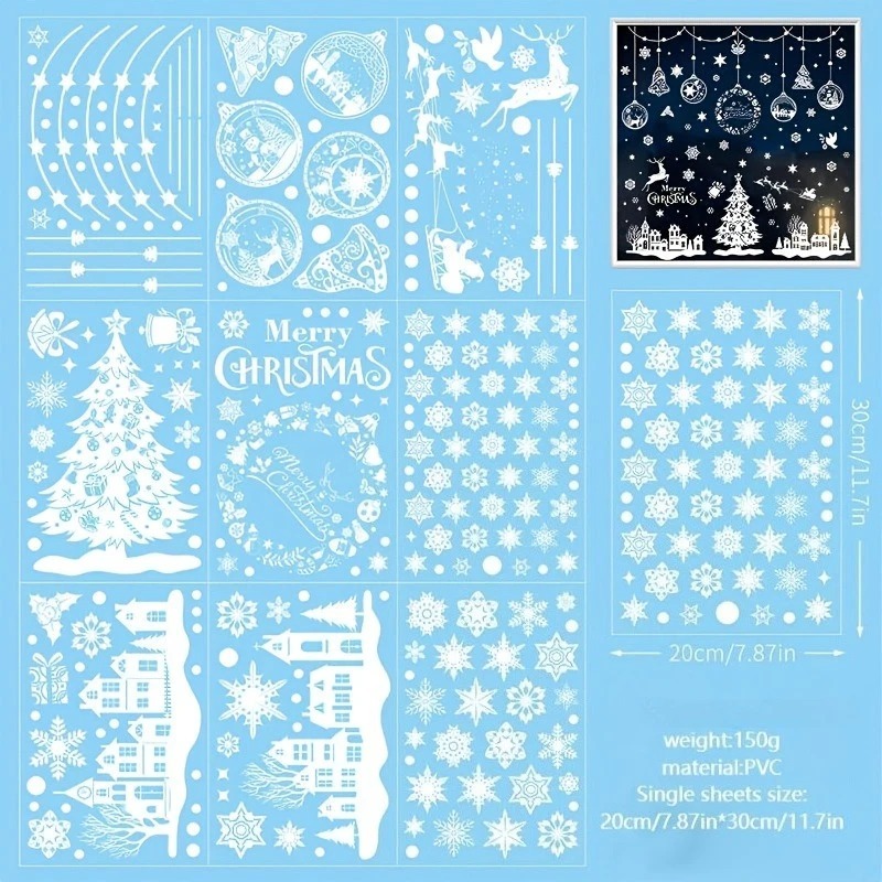 9 أوراق تحتوي على 243 قطعة من  - مراجعة Snowflake Window Decal وسعره