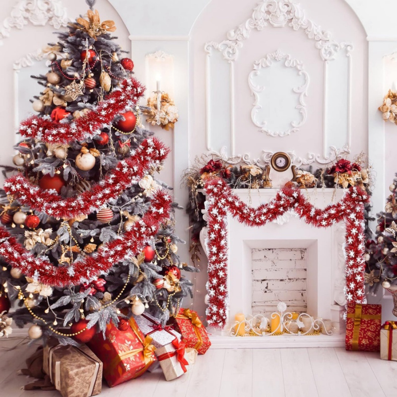 1 قطعة عيد الميلاد بهرج ندفة ا - مراجعة Tinsel Garland Decoration وسعره