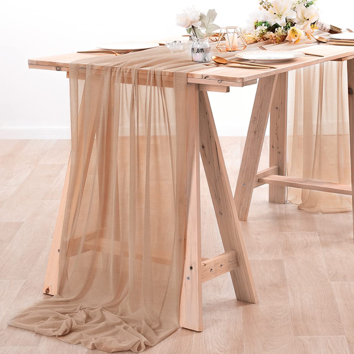 الشيفون الجدول عداء عارية شير  - مراجعة Christmas Table Runner وسعره
