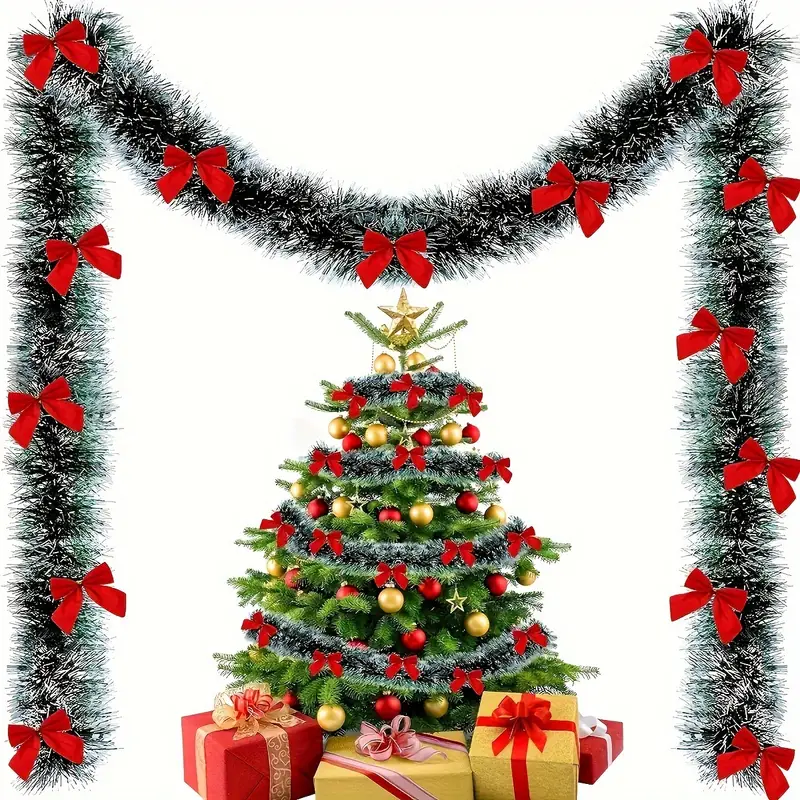 عيد الميلاد القوس بهرج أشرطة ا - مراجعة Tinsel Garland Decoration وسعره
