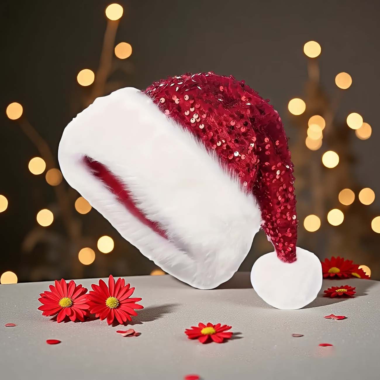 قبعة عيد الميلاد مزينة بالترتر - مراجعة Santa Hat Plush وسعره