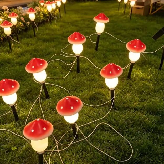 أضواء زينة شمسية على شكل فطر م - مراجعة Christmas Lights Outdoor وسعره
